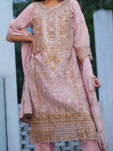 Light pink  Embroidered Festive Kurta Set with Dupatta